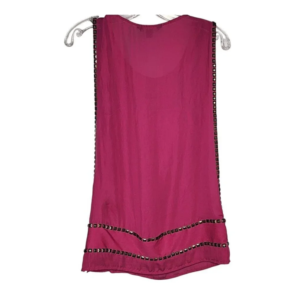 Rock & Republic Top Womens XS Pink Layered Sleeveless Tank Studs 2 Piece Tunic
